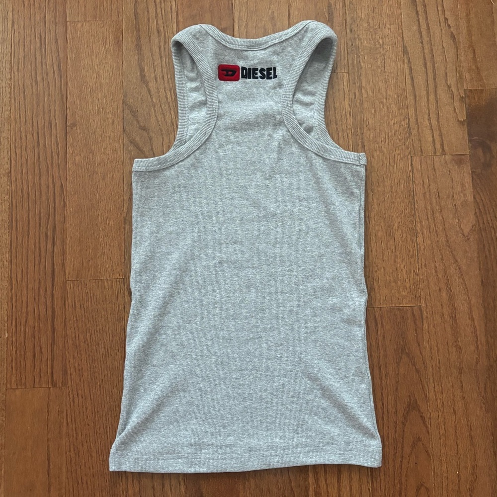 Diesel grey racerback ribbed cotton tank top - L
